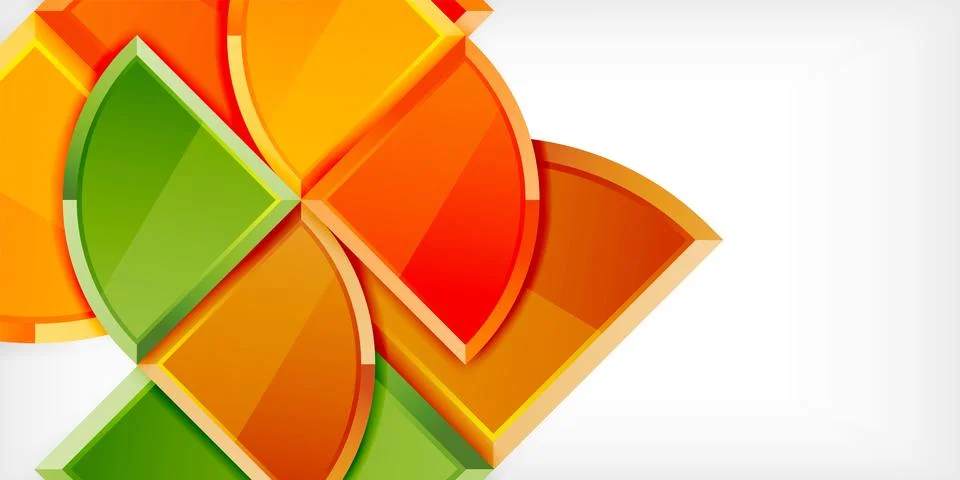 Abstract background - circles and round triangles with 3d effect. Vector Ilustración de archivo