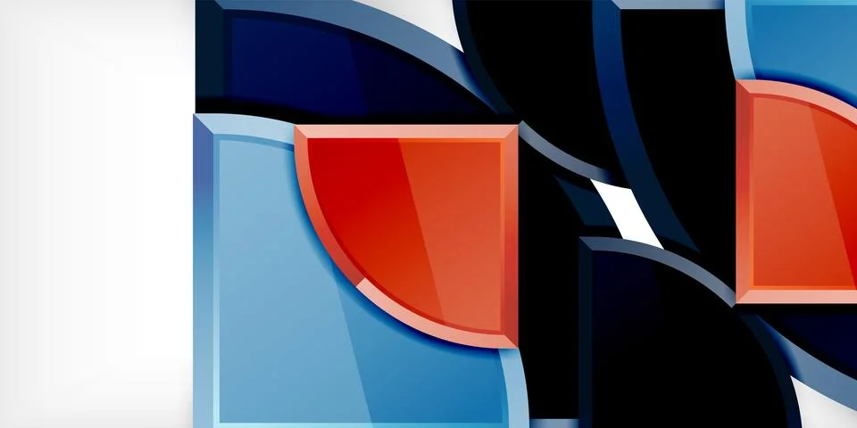 Abstract background - circles and round triangles with 3d effect. Vector Ilustración de archivo