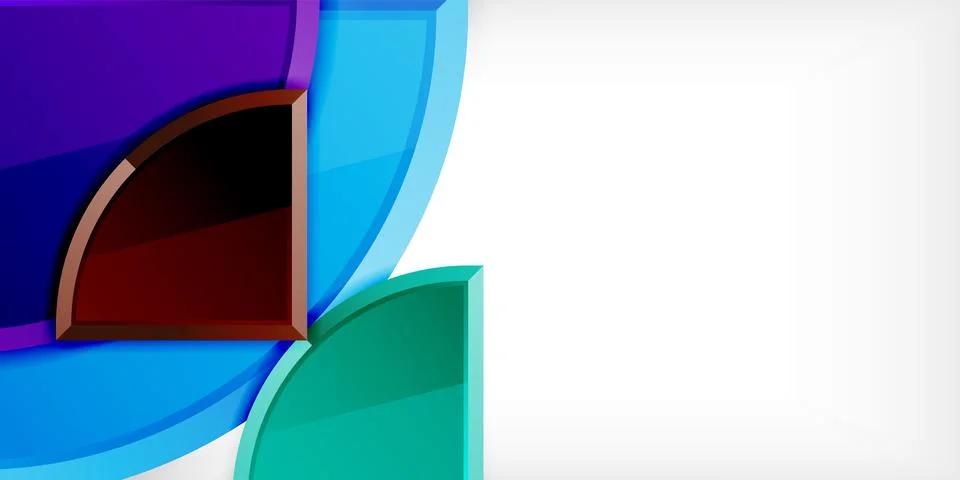 Abstract background - circles and round triangles with 3d effect. Vector Ilustración de archivo