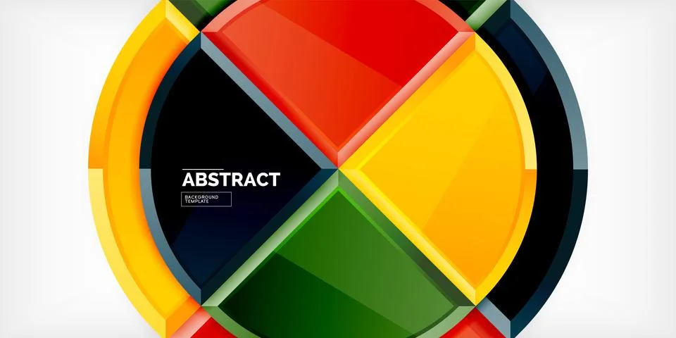 Abstract background - circles and round triangles with 3d effect. Vector Stock Illustration