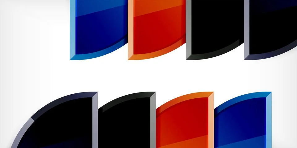 Abstract background - circles and round triangles with 3d effect. Vector Stock Illustration