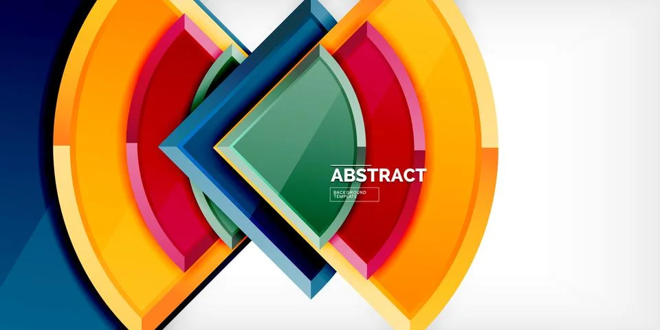 Abstract background - circles and round triangles with 3d effect. Vector Stock Illustration