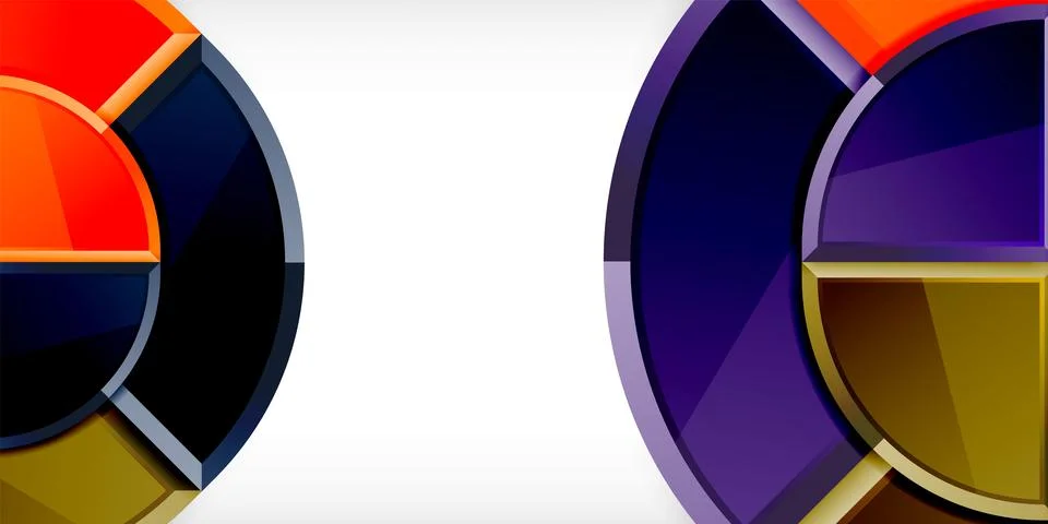 Abstract background - circles and round triangles with 3d effect. Vector Stock Illustration