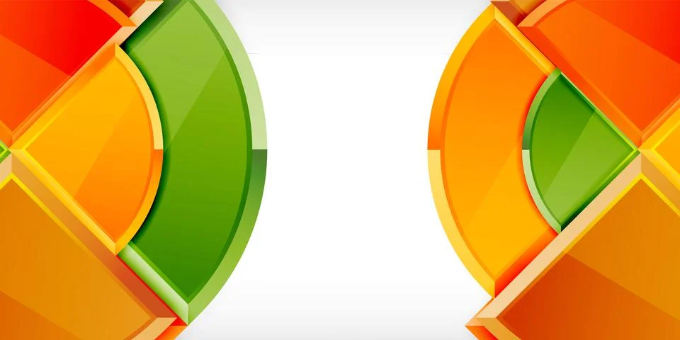 Abstract background - circles and round triangles with 3d effect. Vector Stock Illustration
