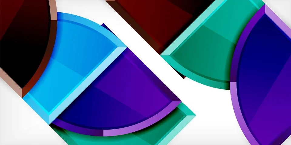 Abstract background - circles and round triangles with 3d effect. Vector Stock Illustration