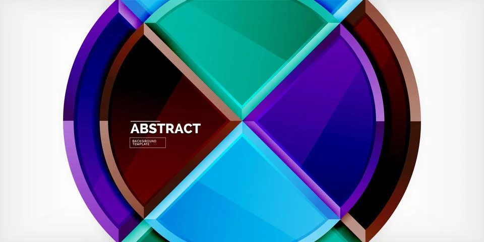 Abstract background - circles and round triangles with 3d effect. Vector Stock Illustration