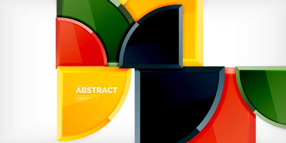 Abstract background - circles and round triangles with 3d effect. Vector Stock Illustration