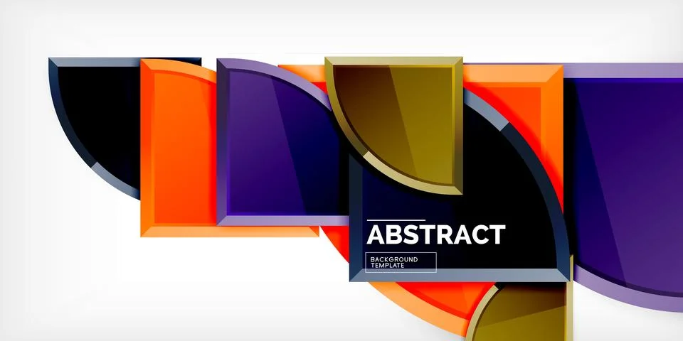 Abstract background - circles and round triangles with 3d effect. Vector Stock Illustration