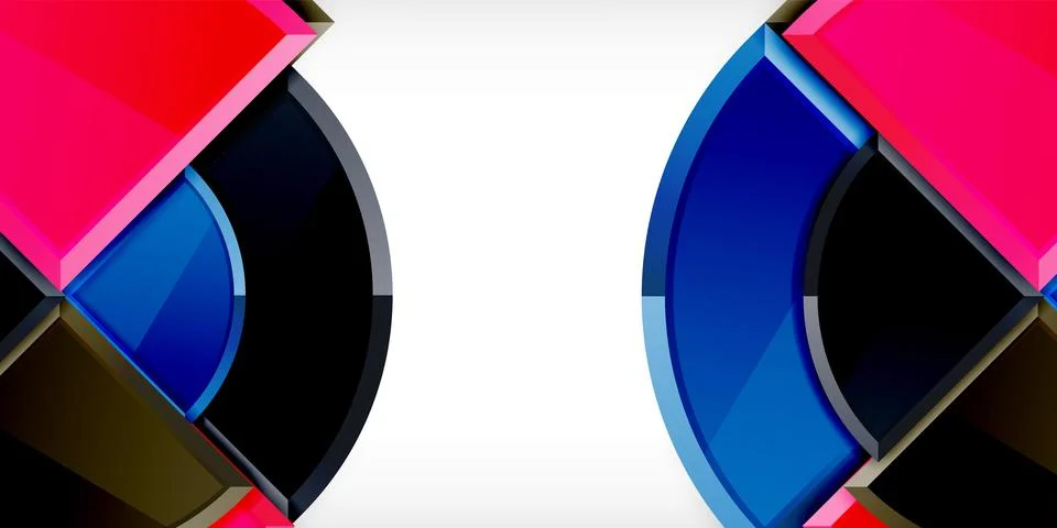 Abstract background - circles and round triangles with 3d effect. Vector Stock Illustration