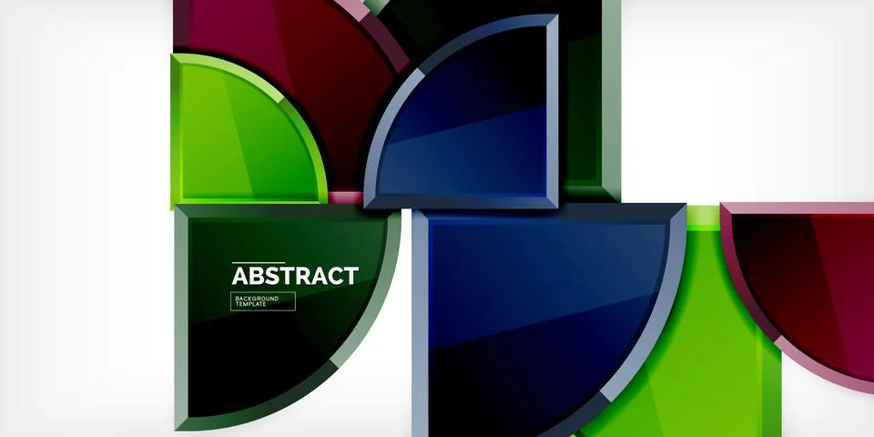Abstract background - circles and round triangles with 3d effect. Vector Stock Illustration
