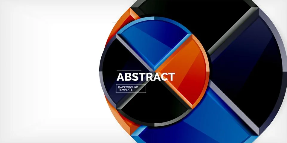 Abstract background - circles and round triangles with 3d effect. Vector Stock Illustration