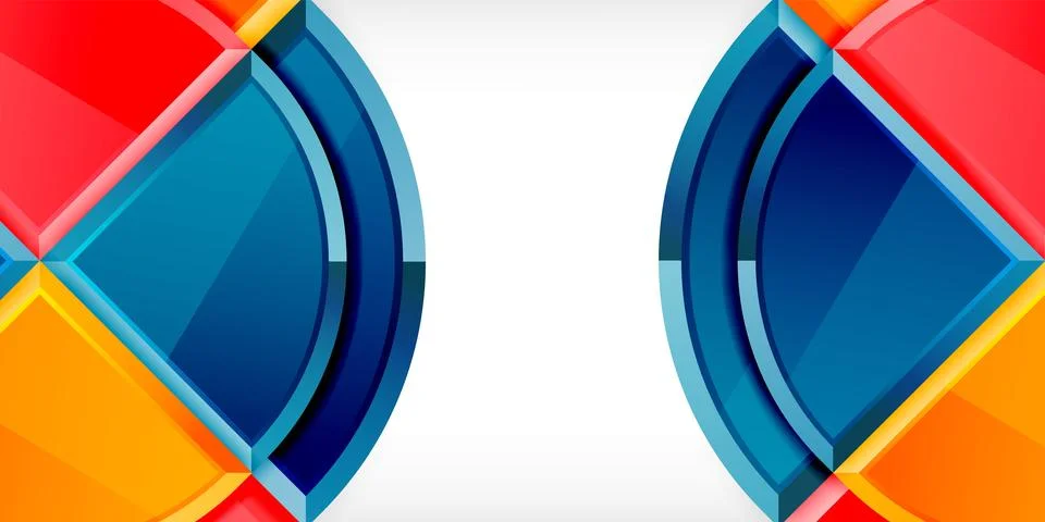 Abstract background - circles and round triangles with 3d effect. Vector Stock Illustration