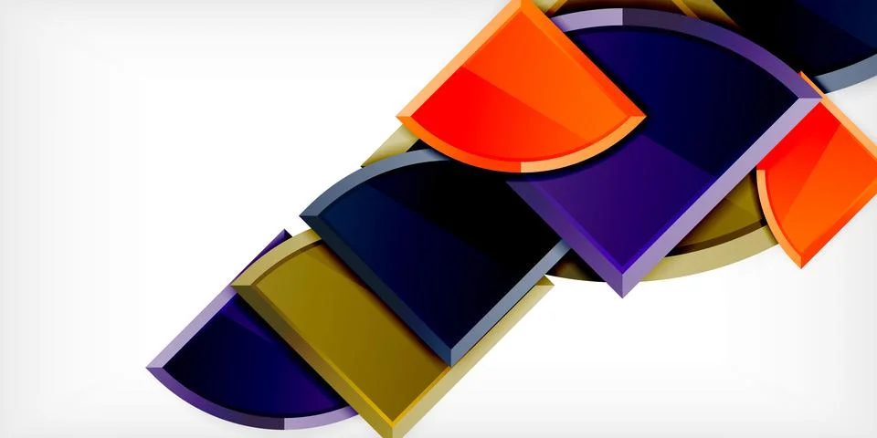 Abstract background - circles and round triangles with 3d effect. Vector Stock Illustration