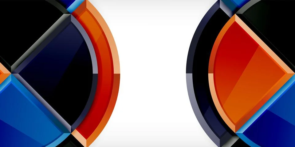 Abstract background - circles and round triangles with 3d effect. Vector Stock Illustration