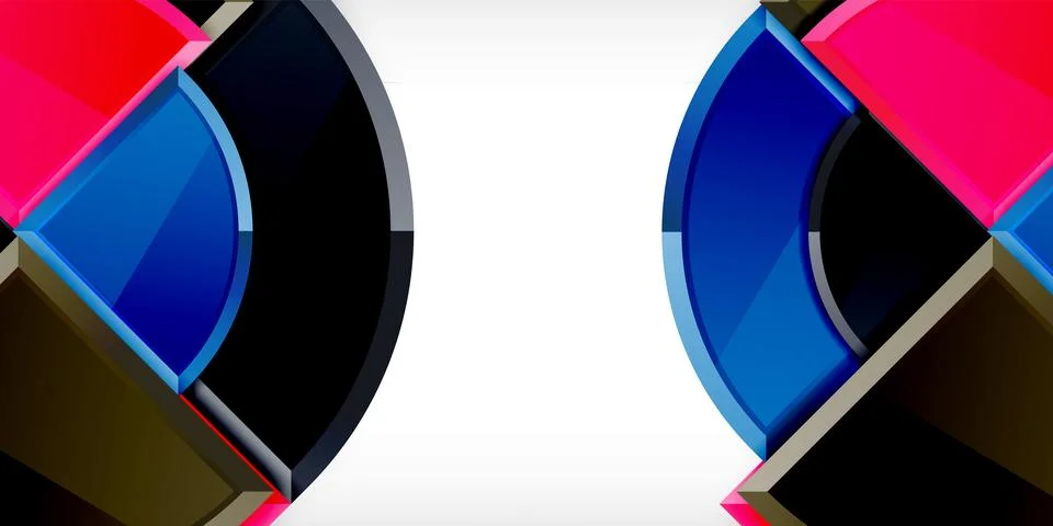 Abstract background - circles and round triangles with 3d effect. Vector Stock Illustration