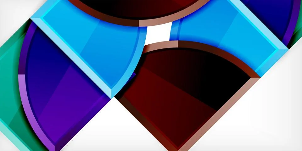 Abstract background - circles and round triangles with 3d effect. Vector Stock Illustration