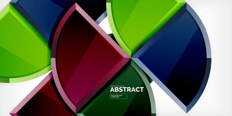 Abstract background - circles and round triangles with 3d effect. Vector Stock Illustration