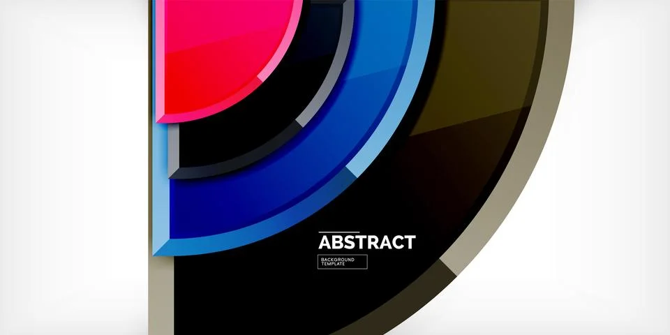 Abstract background - circles and round triangles with 3d effect. Vector Stock Illustration