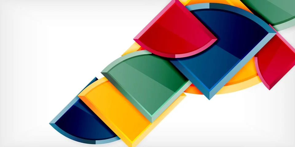 Abstract background - circles and round triangles with 3d effect. Vector Stock Illustration