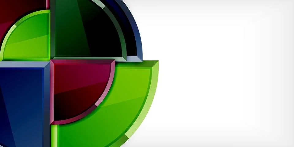 Abstract background - circles and round triangles with 3d effect. Vector Stock Illustration