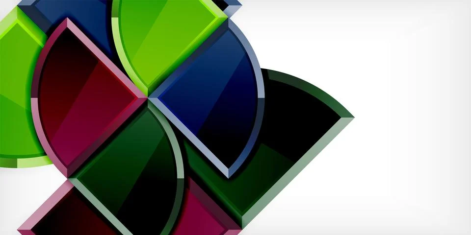 Abstract background - circles and round triangles with 3d effect. Vector Stockillustratie