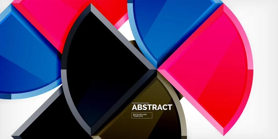 Abstract background - circles and round triangles with 3d effect. Vector Stockillustratie
