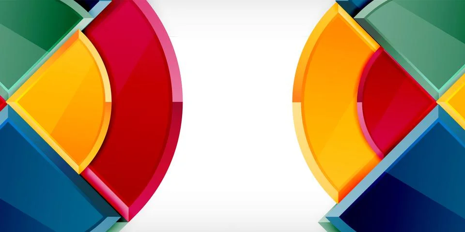 Abstract background - circles and round triangles with 3d effect. Vector Stock Illustration