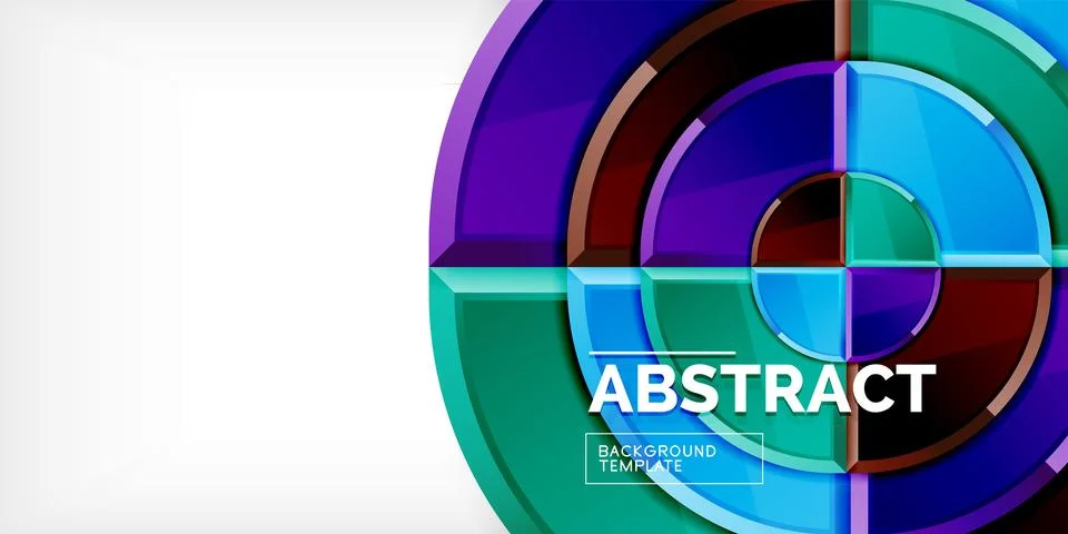 Abstract background - circles and round triangles with 3d effect. Vector Stock Illustration