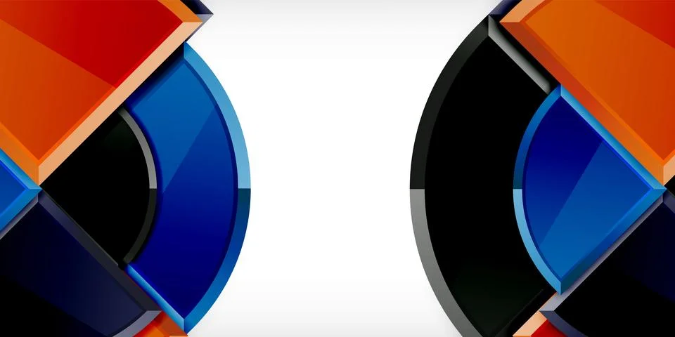 Abstract background - circles and round triangles with 3d effect. Vector Stockillustratie