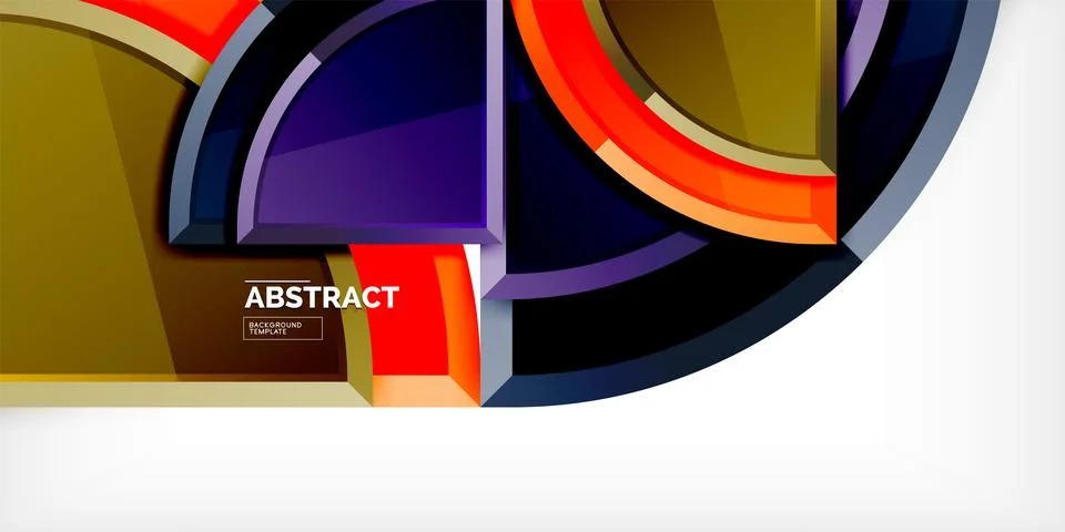 Abstract background - circles and round triangles with 3d effect. Vector Stock Illustration