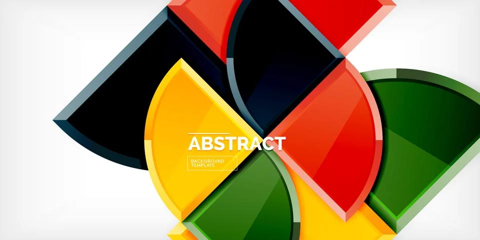 Abstract background - circles and round triangles with 3d effect. Vector Stock Illustration