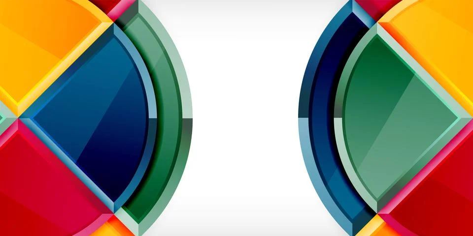 Abstract background - circles and round triangles with 3d effect. Vector Stock Illustration