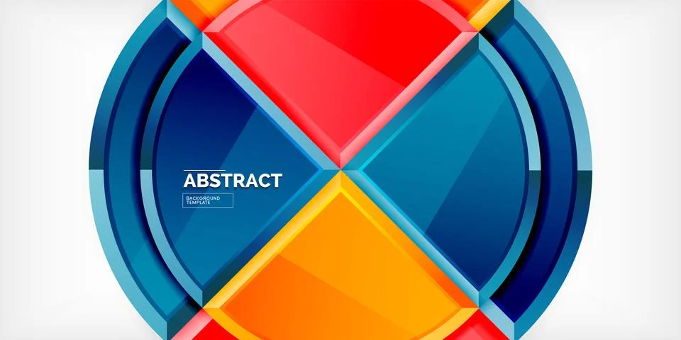 Abstract background - circles and round triangles with 3d effect. Vector Stock Illustration