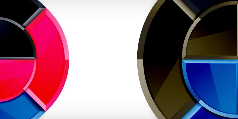 Abstract background - circles and round triangles with 3d effect. Vector Stockillustratie