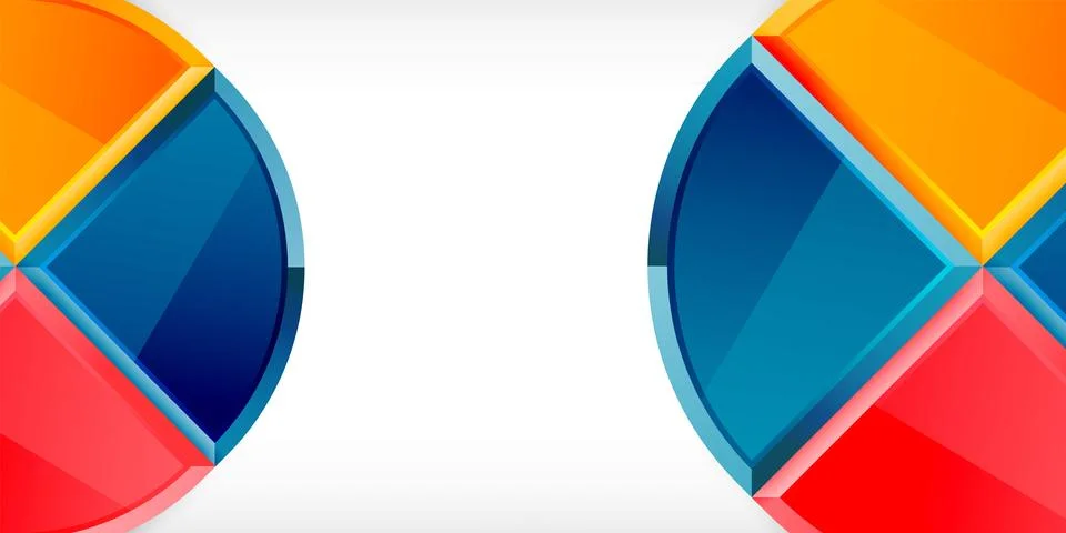 Abstract background - circles and round triangles with 3d effect. Vector Stock Illustration