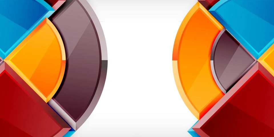 Abstract background - circles and round triangles with 3d effect. Vector Stockillustratie