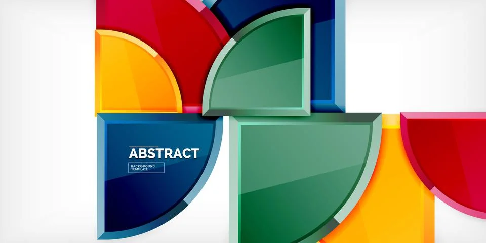 Abstract background - circles and round triangles with 3d effect. Vector Stock Illustration