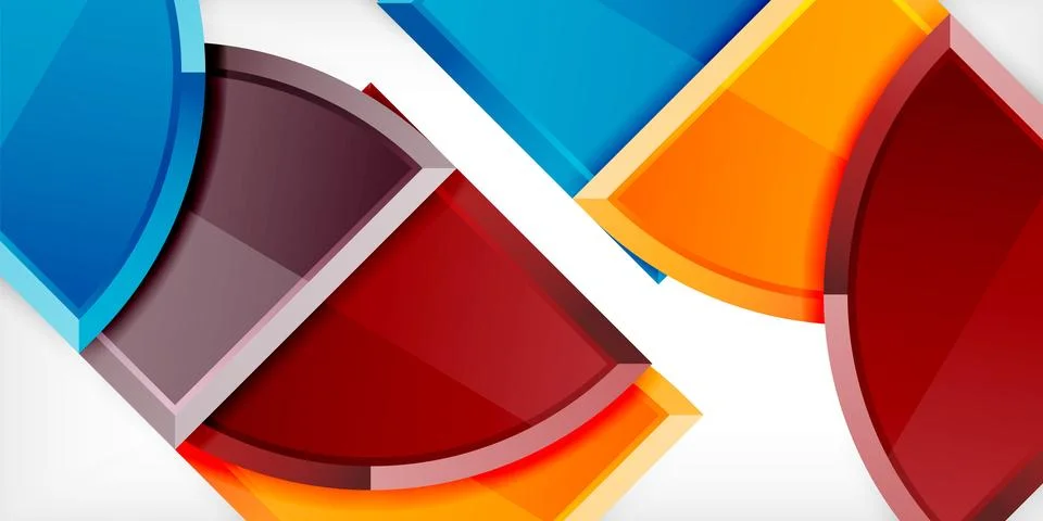 Abstract background - circles and round triangles with 3d effect. Vector Stock Illustration