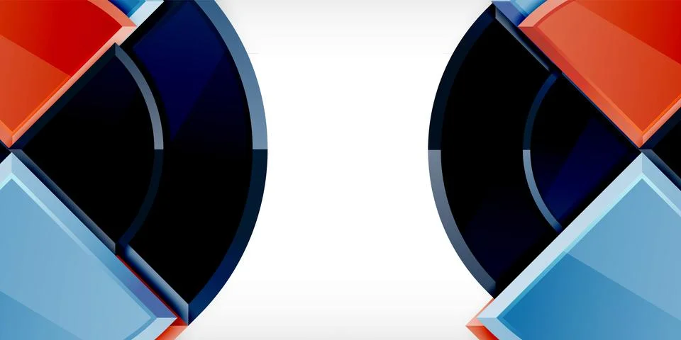 Abstract background - circles and round triangles with 3d effect. Vector Ilustración de archivo
