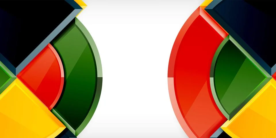 Abstract background - circles and round triangles with 3d effect. Vector Stock Illustration