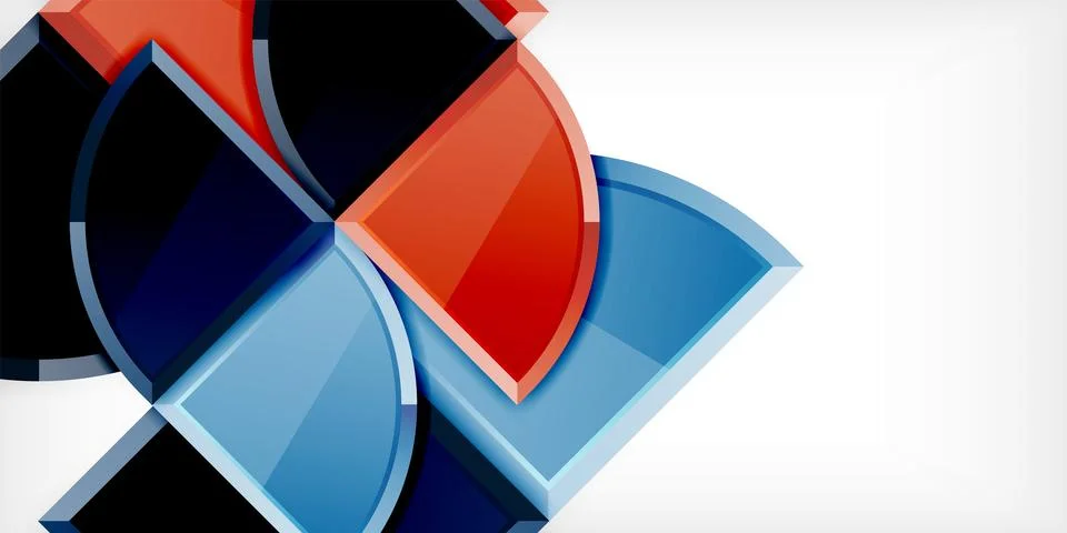Abstract background - circles and round triangles with 3d effect. Vector Stockillustratie