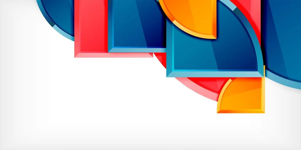 Abstract background - circles and round triangles with 3d effect. Vector Stock Illustration