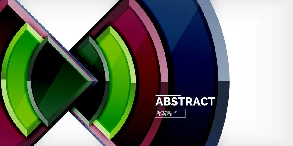 Abstract background - circles and round triangles with 3d effect. Vector Stock Illustration