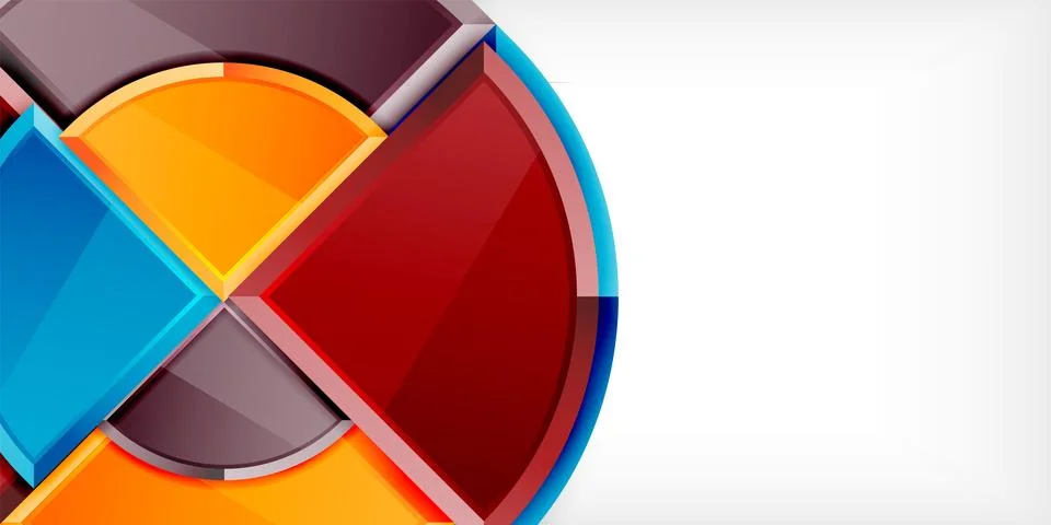 Abstract background - circles and round triangles with 3d effect. Vector Stock Illustration