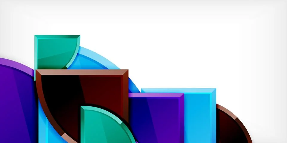 Abstract background - circles and round triangles with 3d effect. Vector Stock Illustration
