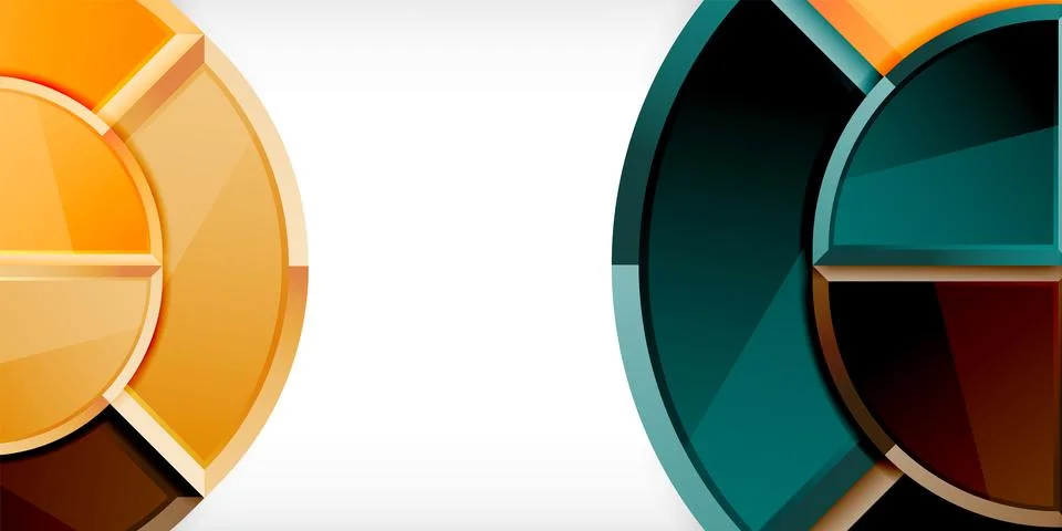 Abstract background - circles and round triangles with 3d effect. Vector Stock Illustration