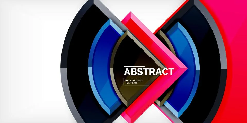 Abstract background - circles and round triangles with 3d effect. Vector Stock Illustration