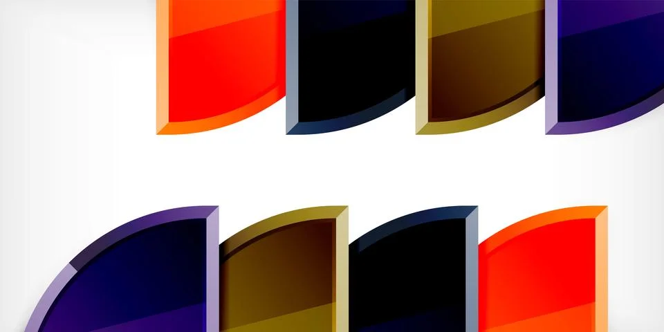 Abstract background - circles and round triangles with 3d effect. Vector Stock Illustration