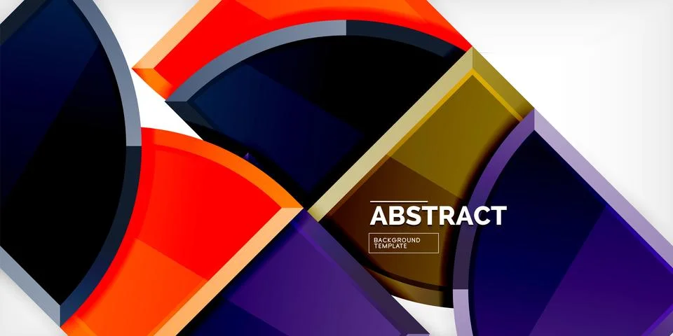 Abstract background - circles and round triangles with 3d effect. Vector Stock Illustration