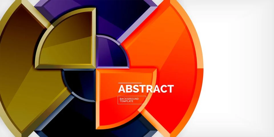 Abstract background - circles and round triangles with 3d effect. Vector Stock Illustration
